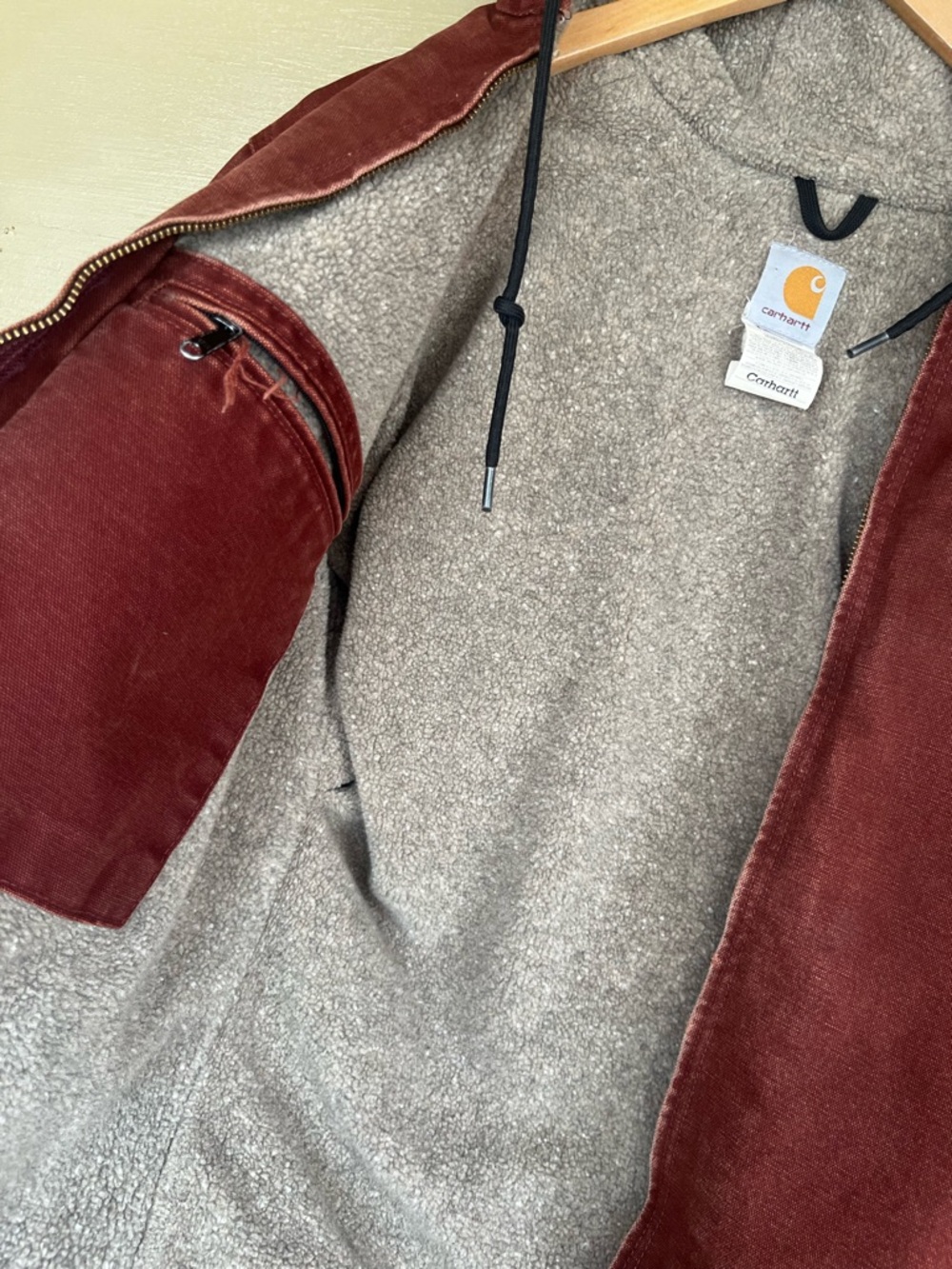Carhartt J141CLY Sherpa Lined Clay distressed Duck Sierra Jacket Small - Picture 4 of 10